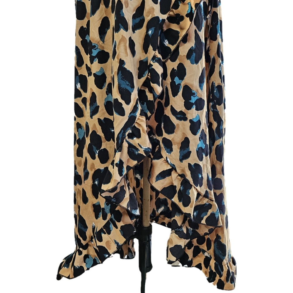 NWT Boohoo Plus‎ Wrap Leopard Ruffle Hi Low Midi Dress Size 24 - Picture 6 of 8
